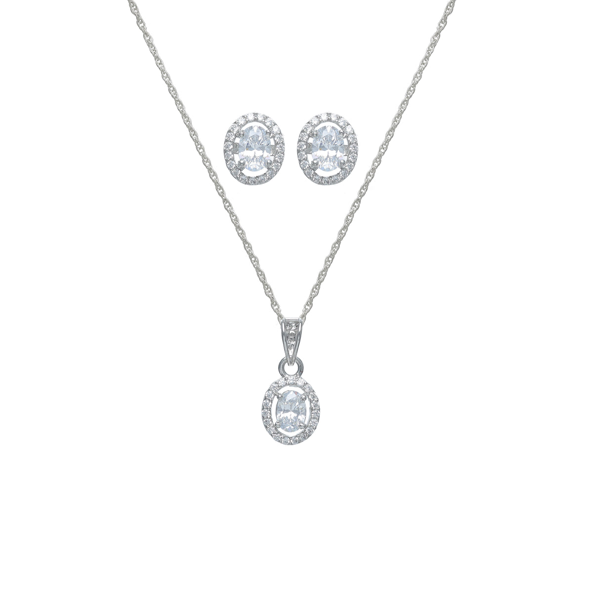 925 Silver Classic Halo Set
