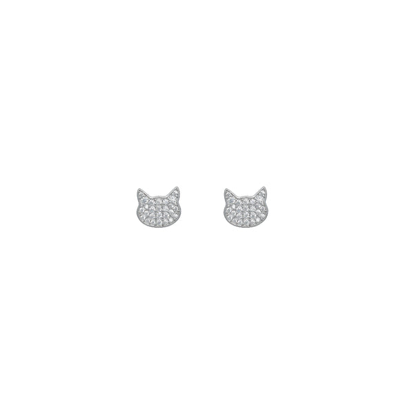 925 Silver Sparkle Cat Baby Earrings