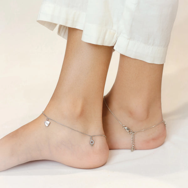 925 Silver Teardrop Trail Anklet