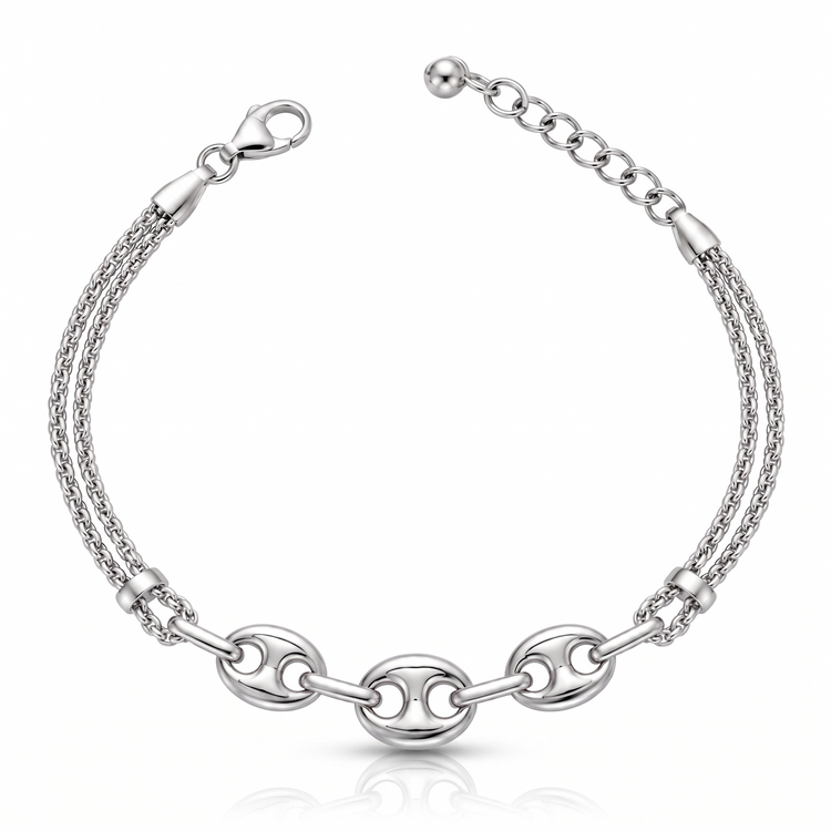 925 Silver Marina Luxe Triple Link Bracelet