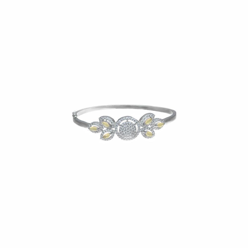 925 Silver Floral Shine Kada - 925 sterling silver bracelet by Tassya Silver