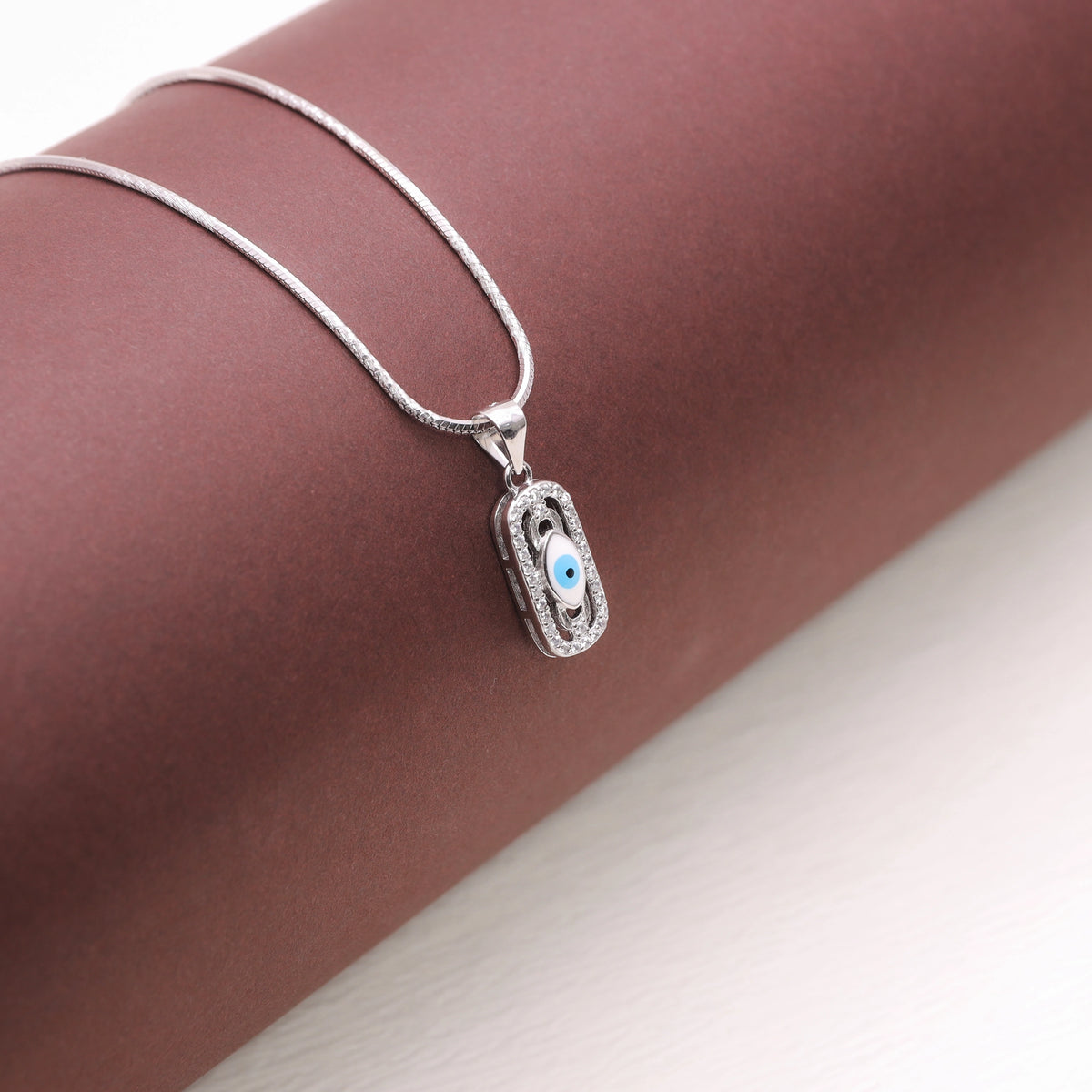 925 Silver Shield Evil Eye Chain Pendant - 925 sterling silver pendant by Tassya Silver