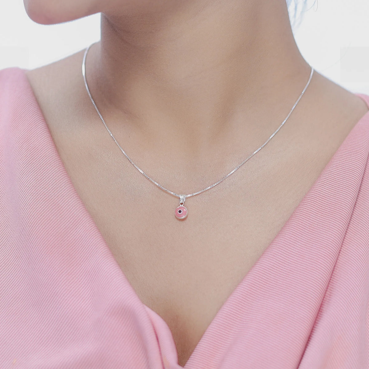 925 Silver Blush Nazar Charm Chain Pendant - 925 sterling silver pendant by Tassya Silver