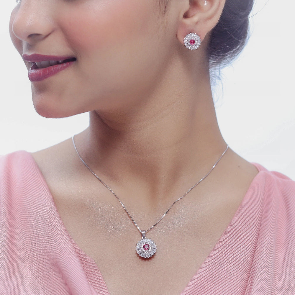 925 Silver Blush Glow Chain Pendant - 925 sterling silver pendant by Tassya Silver