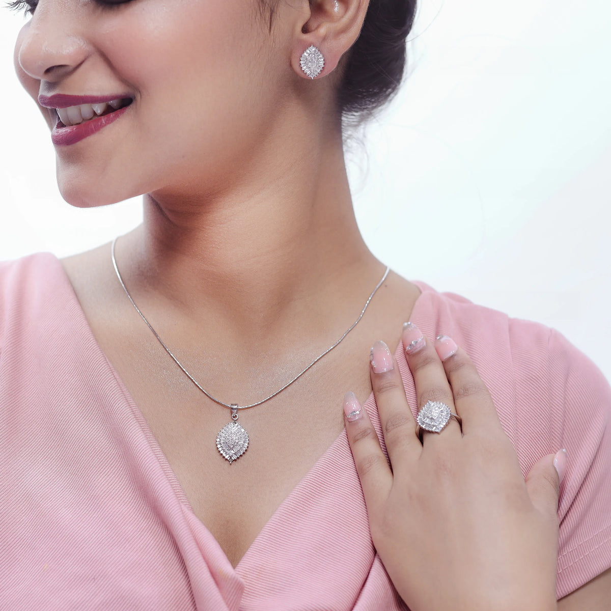 925 Silver Crystal Aura Royale Set - 925 sterling silver jewellery set by Tassya Silver