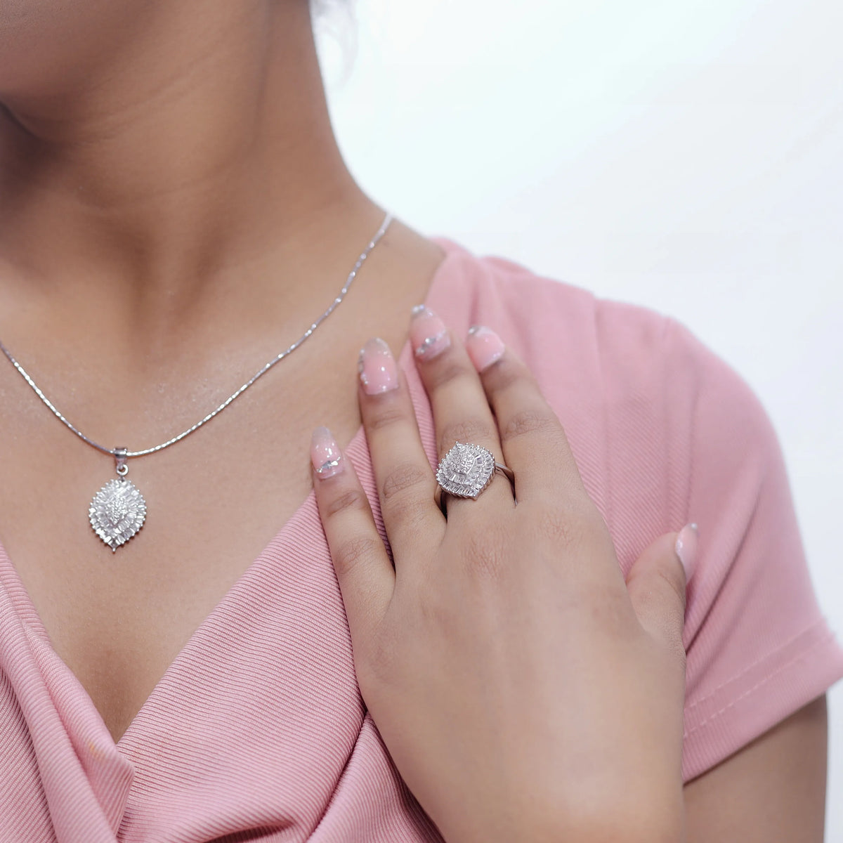 925 Silver Crystal Aura Royale Set - 925 sterling silver jewellery set by Tassya Silver