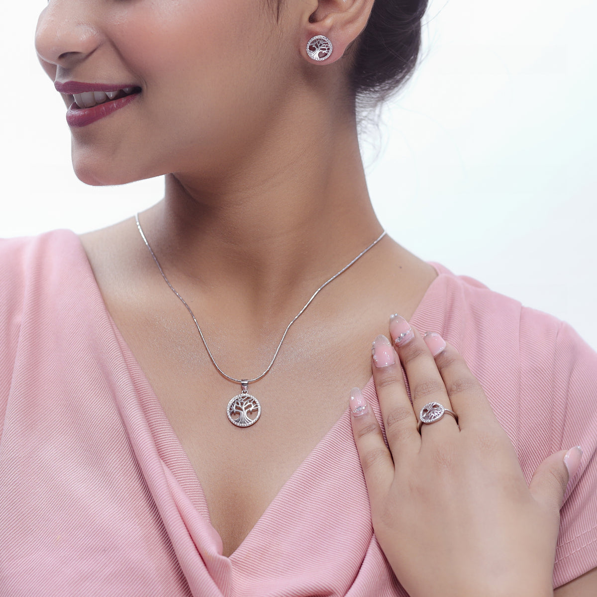 925 Silver Eternal Tree Essence Set - 925 sterling silver jewellery set by Tassya Silver