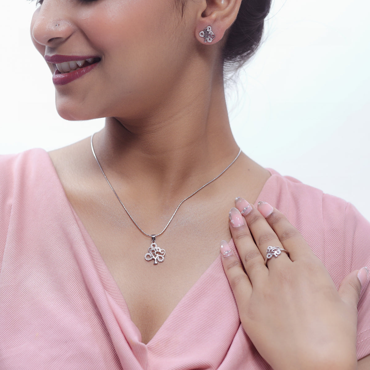 925 Silver Fleur Whisper Charm Set - 925 sterling silver jewellery set by Tassya Silver