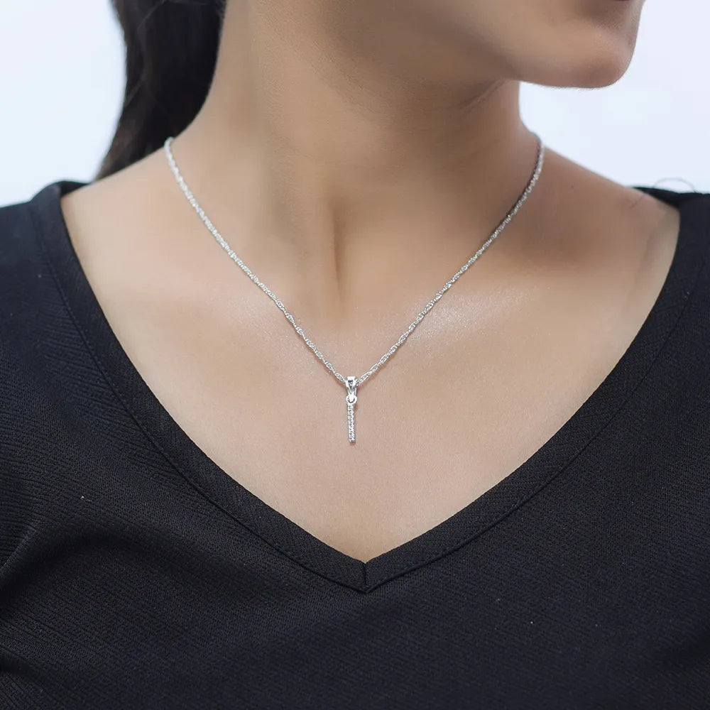 925 Silver "I" Initial Chain Pendant - 925 sterling silver pendant by Tassya Silver