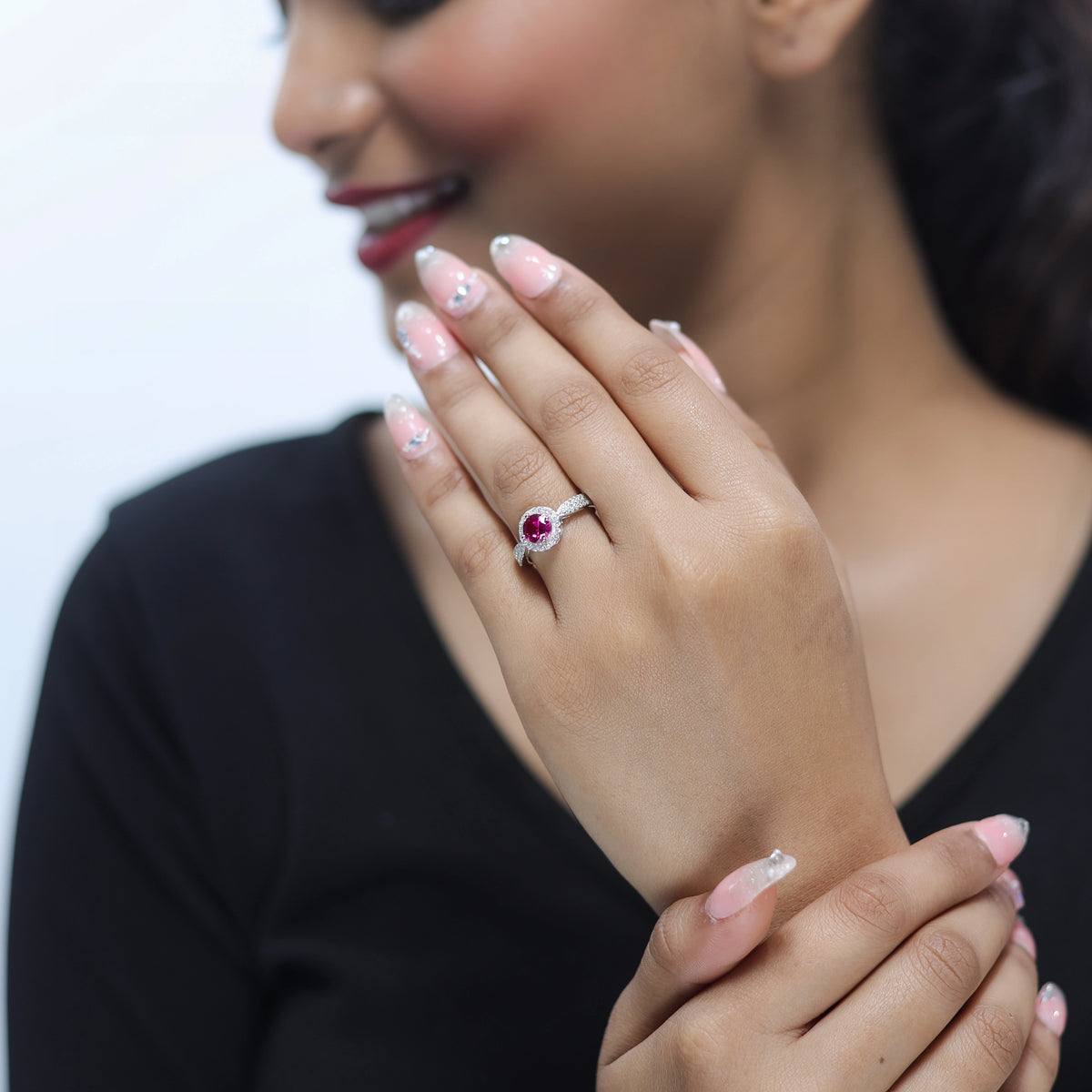 925 Silver Ruby Glow Ring - 925 sterling silver ring by Tassya Silver