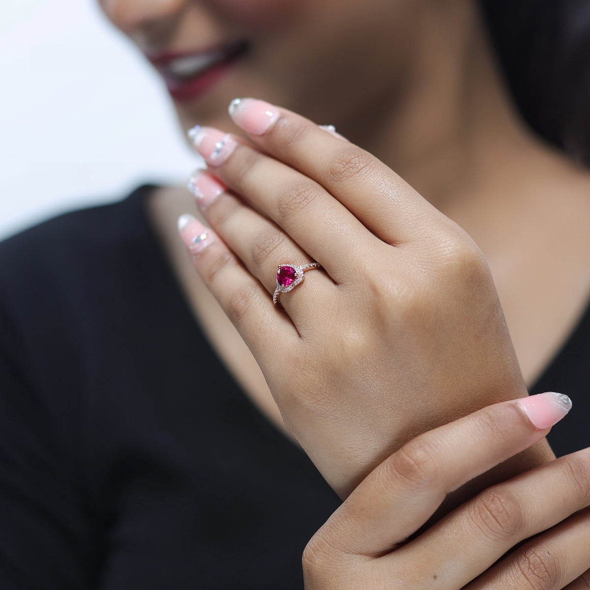 925 Silver HeartGlow Ruby Ring - 925 sterling silver ring by Tassya Silver