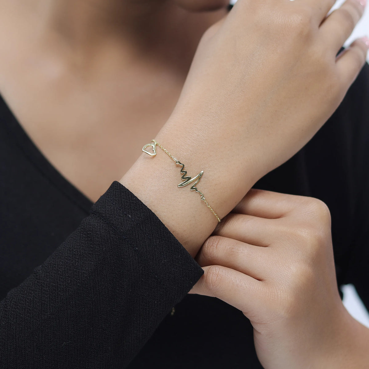 925 Silver Heartbeat Love Bracelet - 925 sterling silver bracelet by Tassya Silver