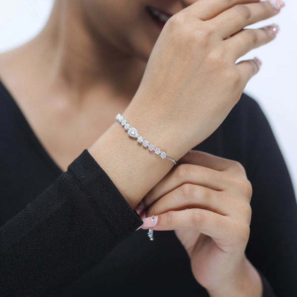 925 Silver Crystal Halo Bracelet