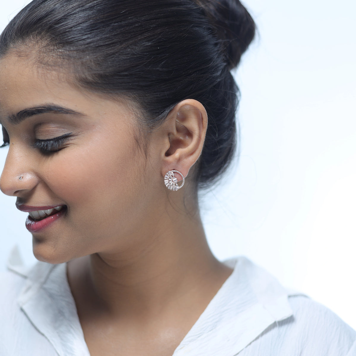 925 Silver Radiant Orbit Studs - 925 sterling silver earrings by Tassya Silver