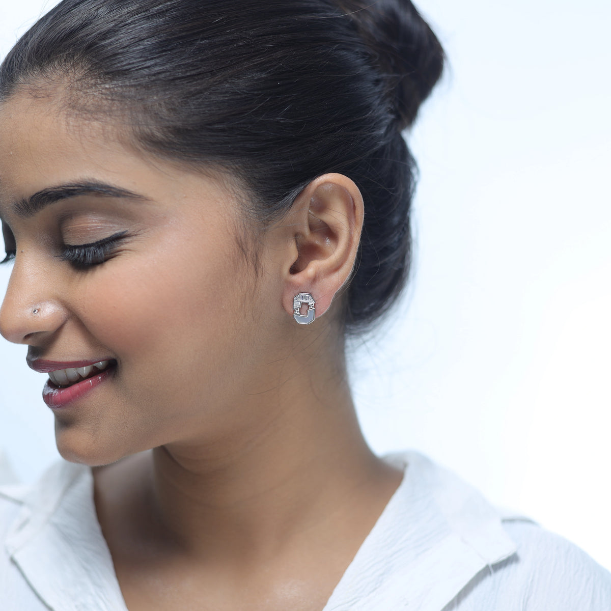 925 Silver Glacial Facet Studs - 925 sterling silver earrings by Tassya Silver