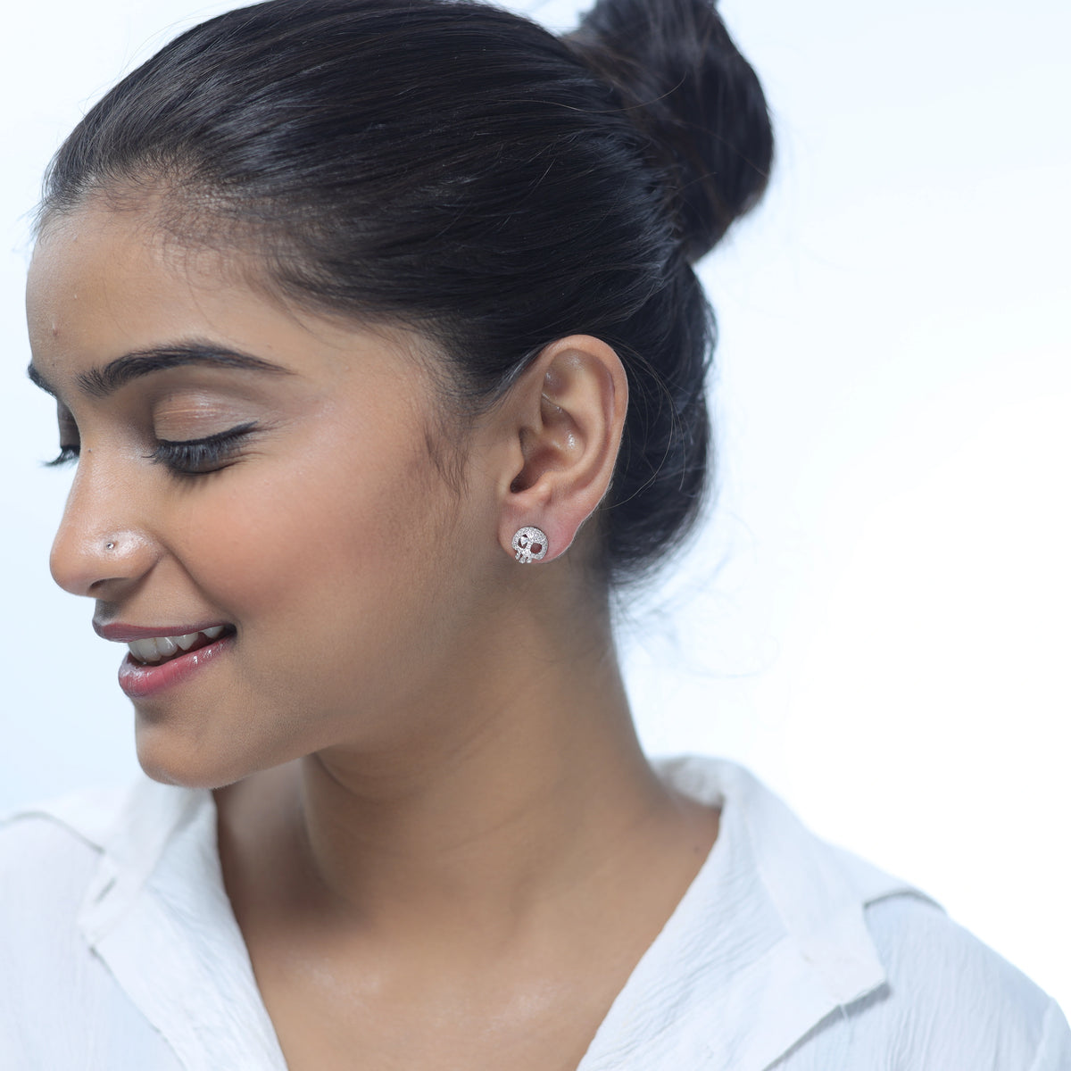 925 Silver Frost Drip Skull Studs - 925 sterling silver earrings by Tassya Silver