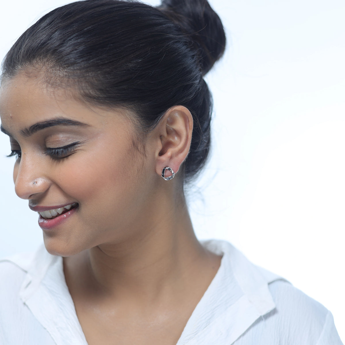 925 Silver Modern Loop Studs - 925 sterling silver earrings by Tassya Silver