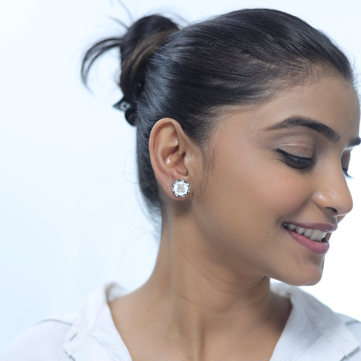 925 Silver Diamond Teddy Bear Earrings - 925 sterling silver earrings by Tassya Silver