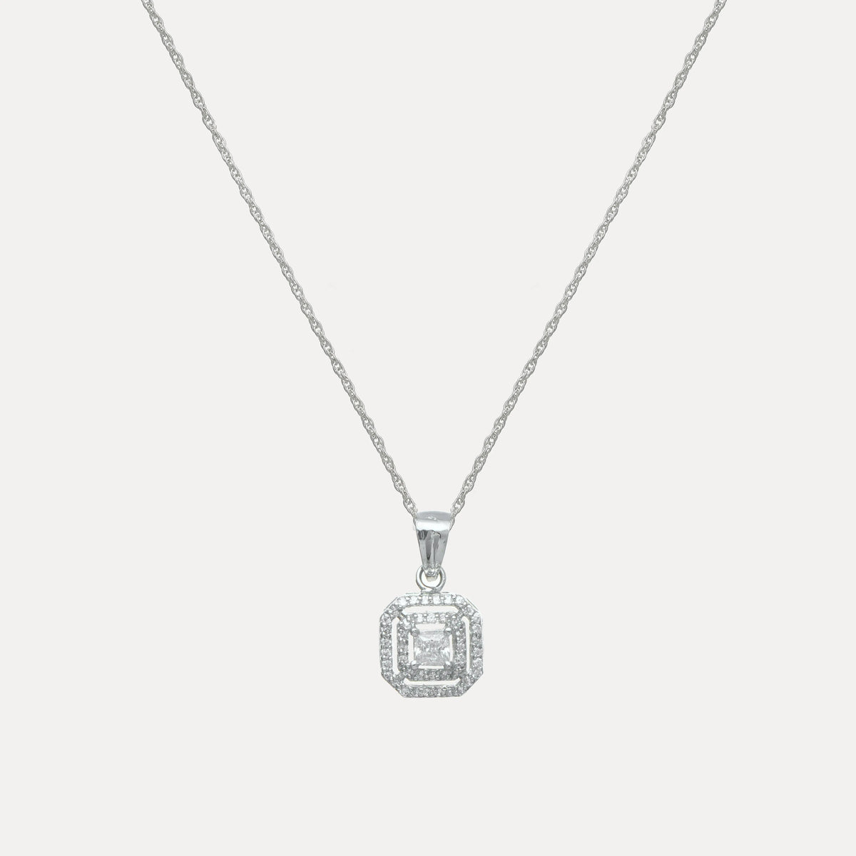 925 Silver Crystal Square Pendant - 925 sterling silver pendant by Tassya Silver