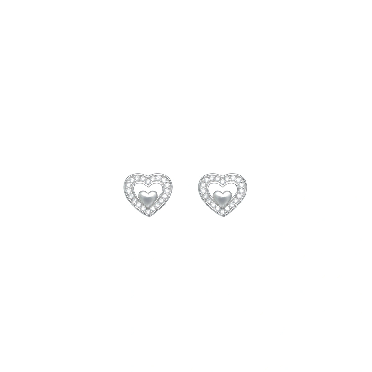925 Silver Crystal Heartbeat Studs - 925 sterling silver earrings by Tassya Silver