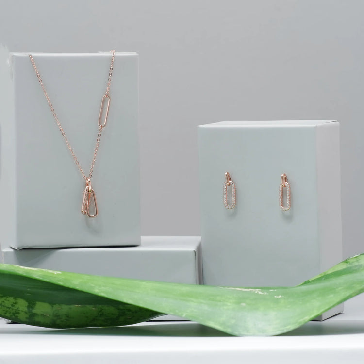 925 Silver Rose Link Elegance Set - 925 sterling silver jewellery set by Tassya Silver