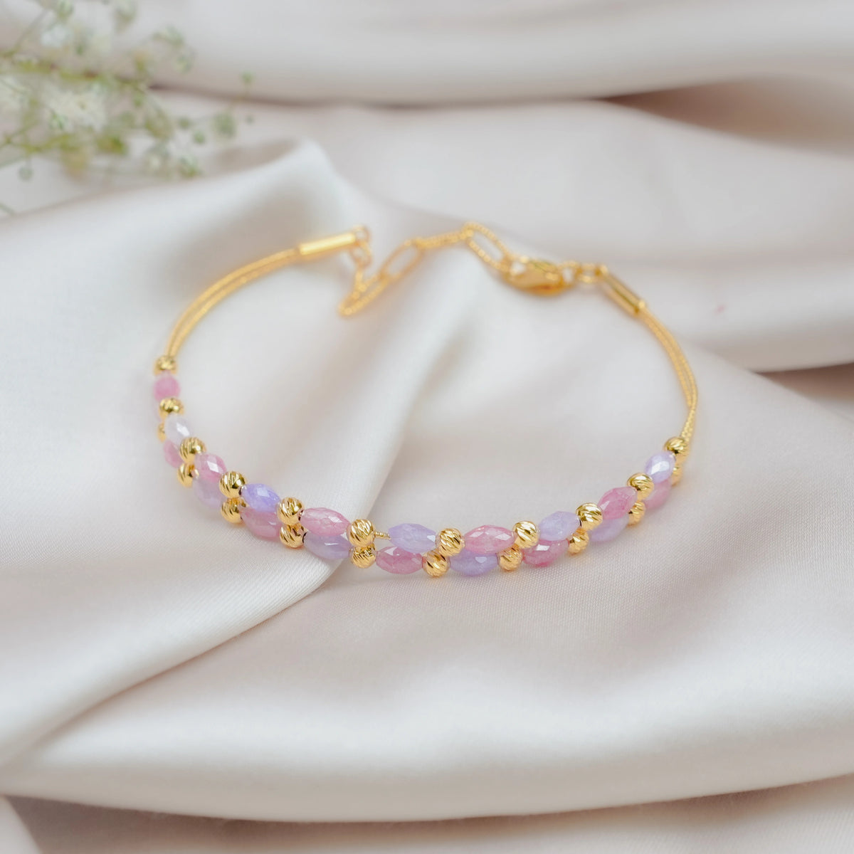 925 Silver Golden Plated Soul Heart Bracelet