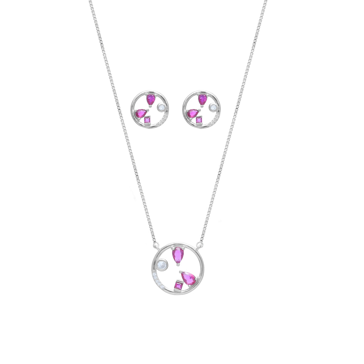925 Silver Blush Orbit Sparkle Earring Set - 925 sterling silver earrings by Tassya Silver