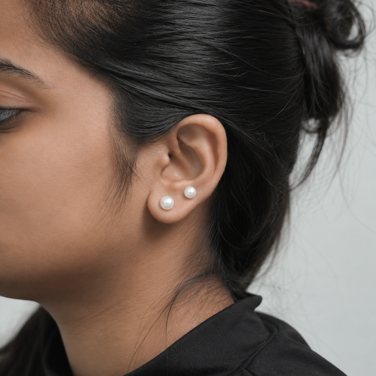 925 Silver Classic Pearl Unisex Stud Earrings