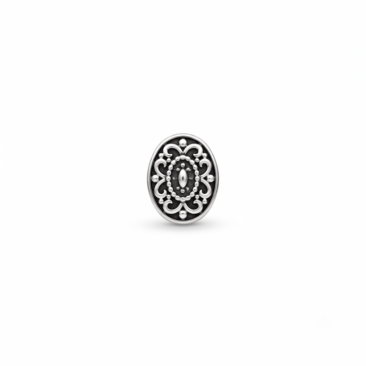 925 Silver Royal Scroll Oval Nose Pin