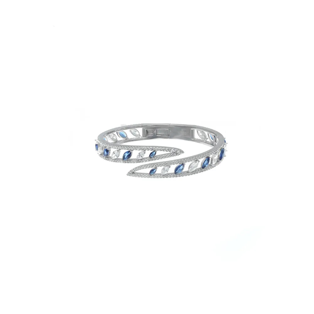 925 Silver Blue Spark Wrap Kada - 925 sterling silver bracelet by Tassya Silver