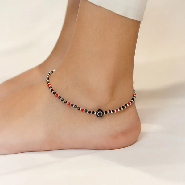 925 Silver Dual Tone Nazar Anklet