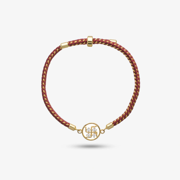 925 Gold Silver Swastik Aashirwad Rakhi