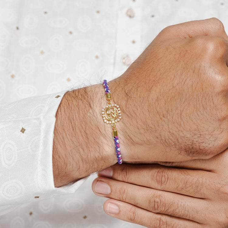 925 Silver Gold Om Sukh Rakhi