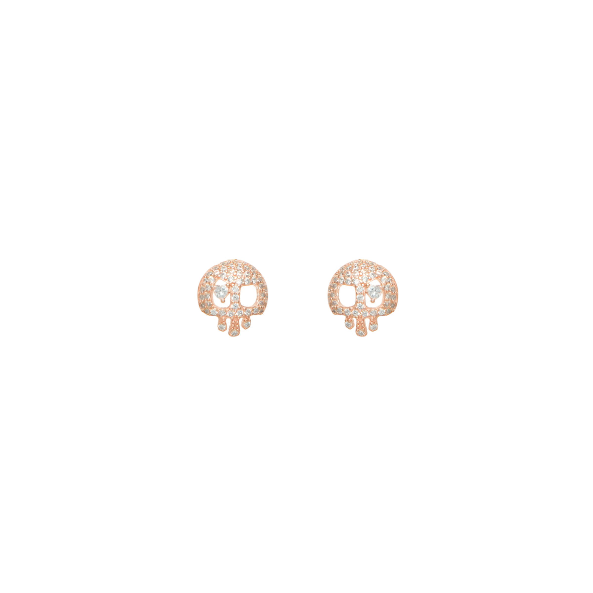 925 Silver Rose Drip Skull Studs - 925 sterling silver earrings by Tassya Silver