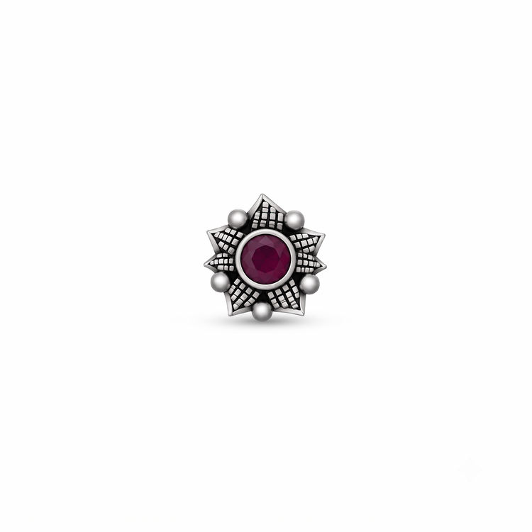 925 Silver Magenta Starweave Nose Pin