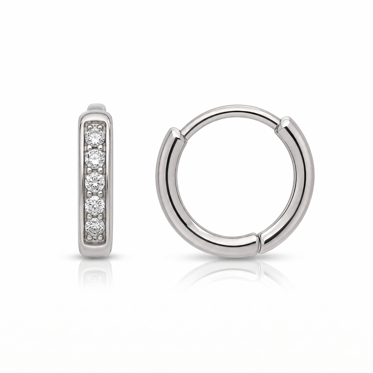 925 Silver Lumière Sparkle Huggie Hoop Earrings