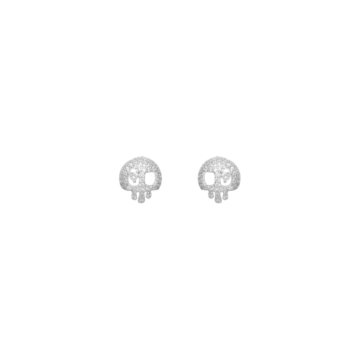 925 Silver Frost Drip Skull Studs - 925 sterling silver earrings by Tassya Silver