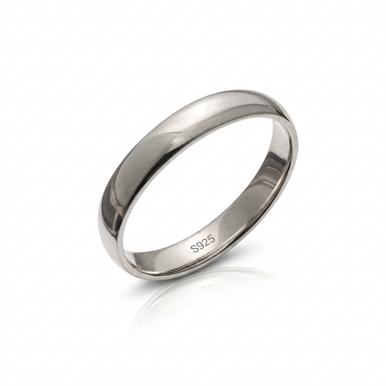 925 Silver Classic Elegance Polished Unisex Band Ring