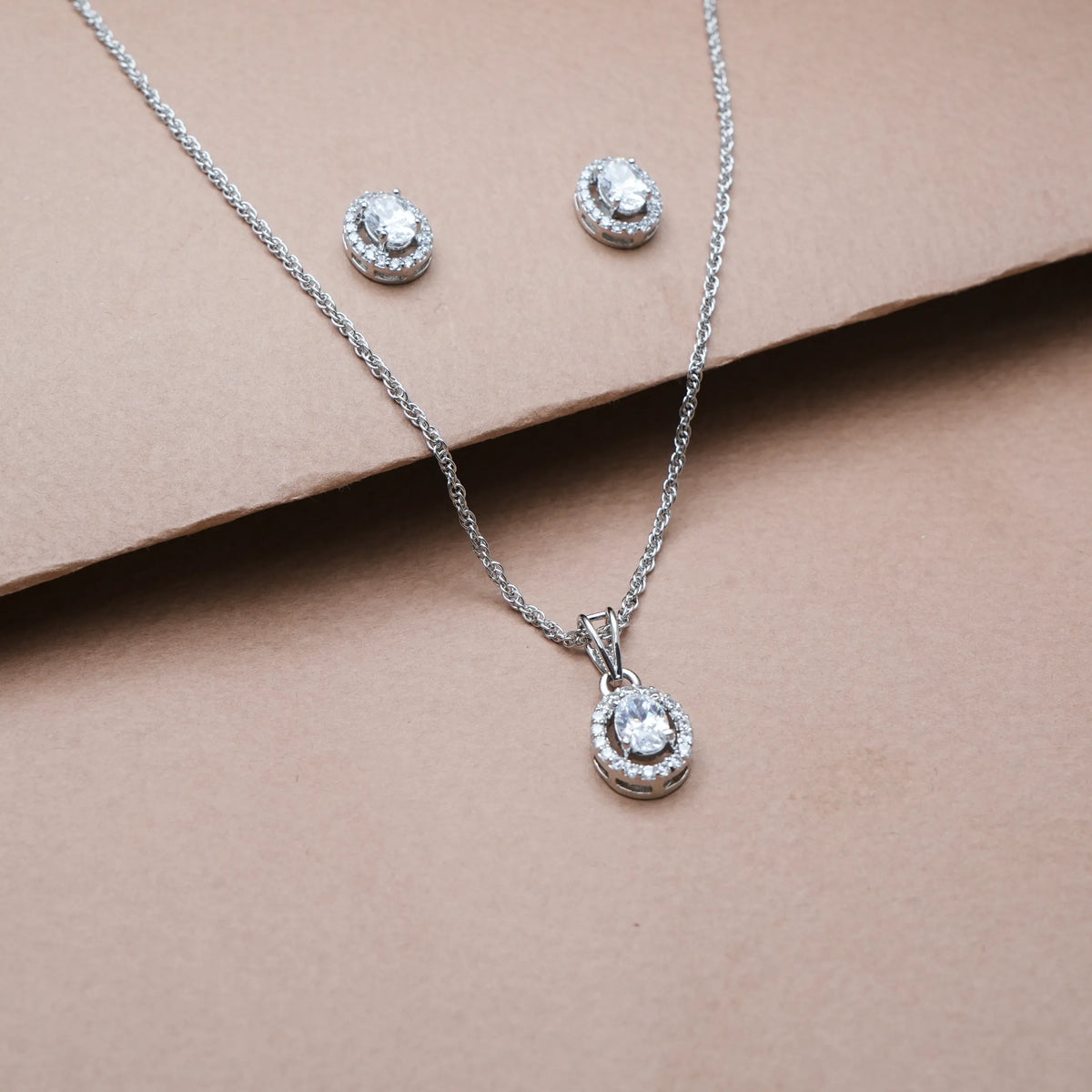 925 Silver Classic Halo Set - 925 sterling silver jewellery set by Tassya Silver