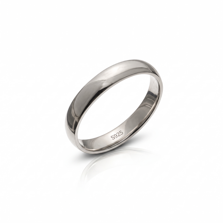 925 Silver Timeless Aura Classic Unisex Band Ring
