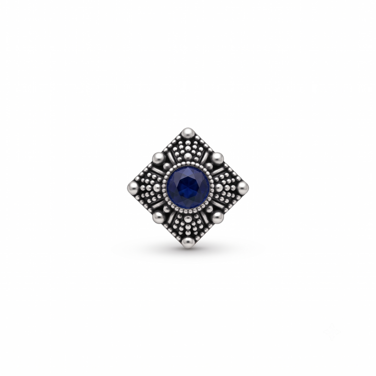 925 Silver Midnight Blue Geometric Nose Pin