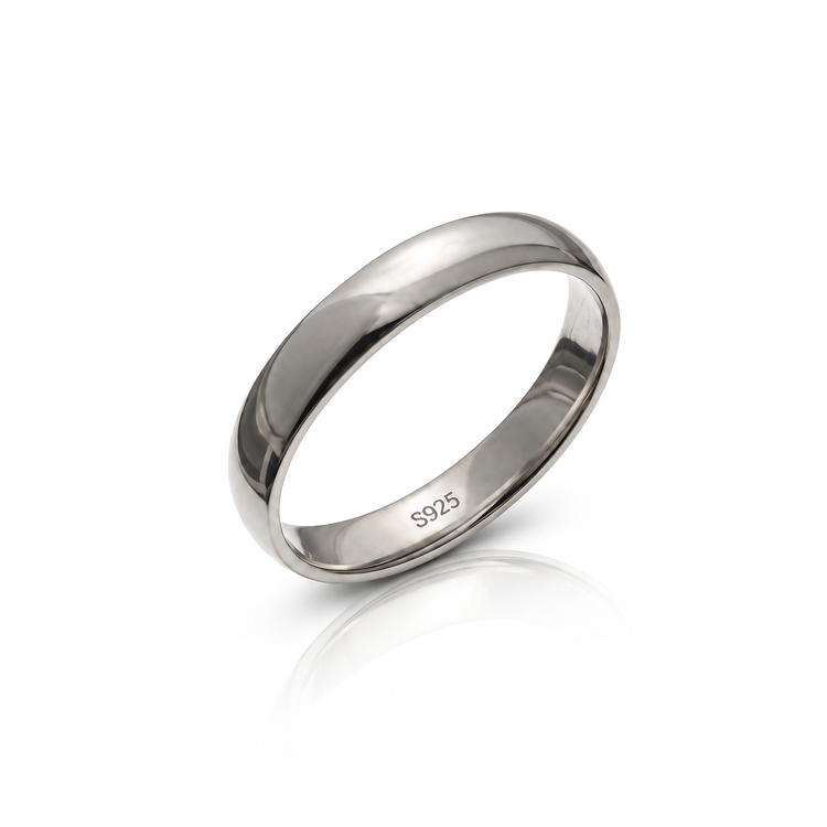 925 Silver Everglow Classic Polished Unisex Band Ring