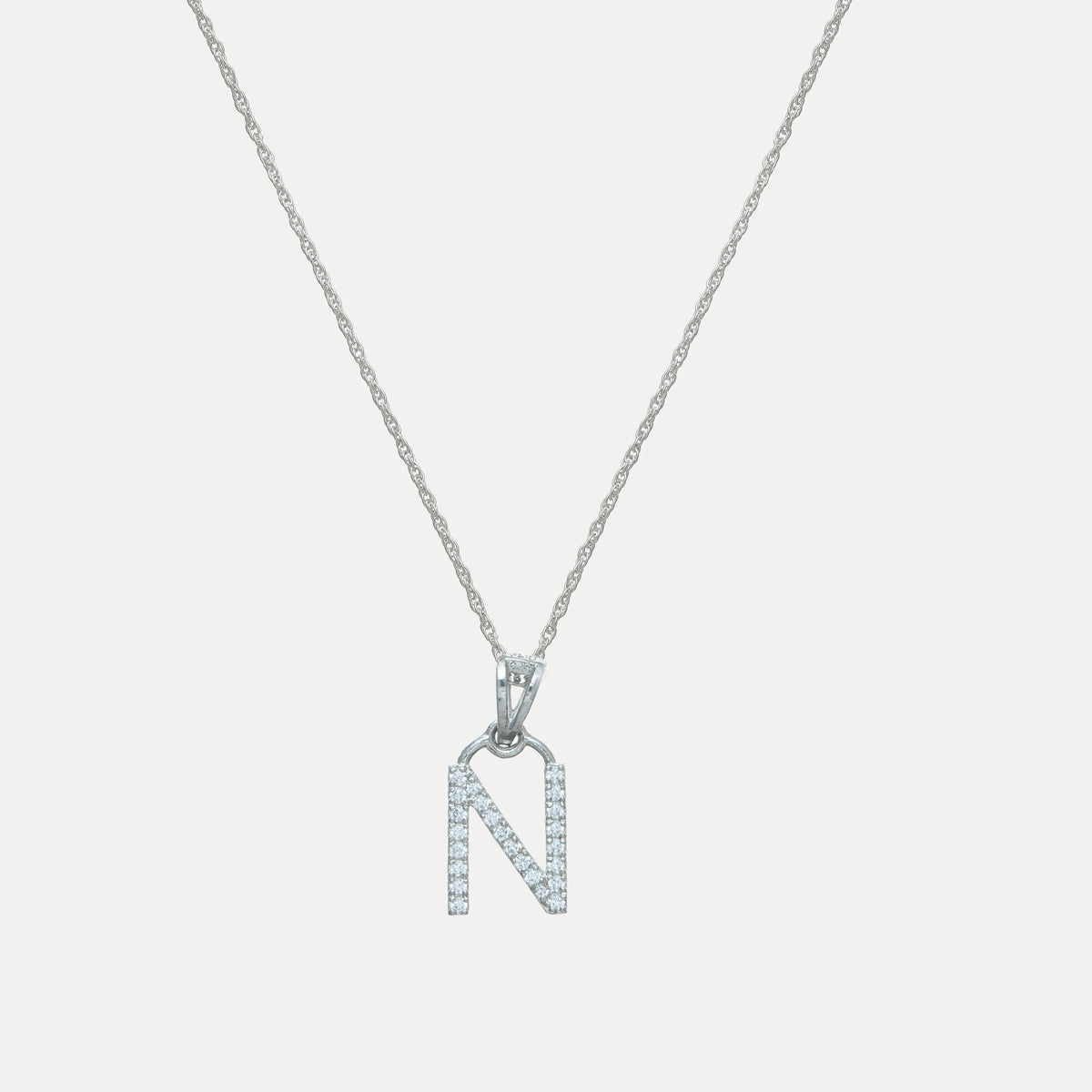 925 Silver"N" Initial Chain Pendant - 925 sterling silver pendant by Tassya Silver