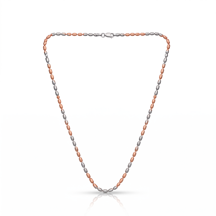925 Silver Rosegold & Silver Duet Bead Chain