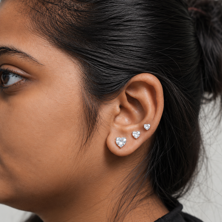 925 Silver Heart Spark Unisex Stud Earrings