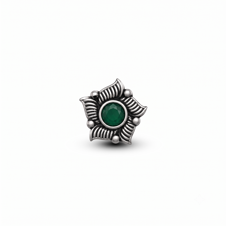 925 Silver Forest Petal Swirl Nose Pin
