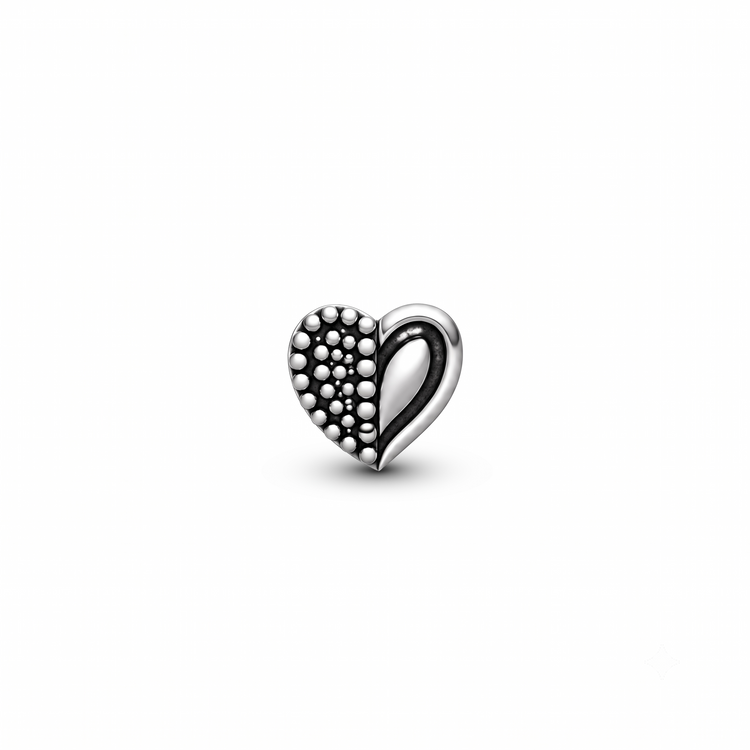 925 Silver Beaded Heart Whisper Nose Pin