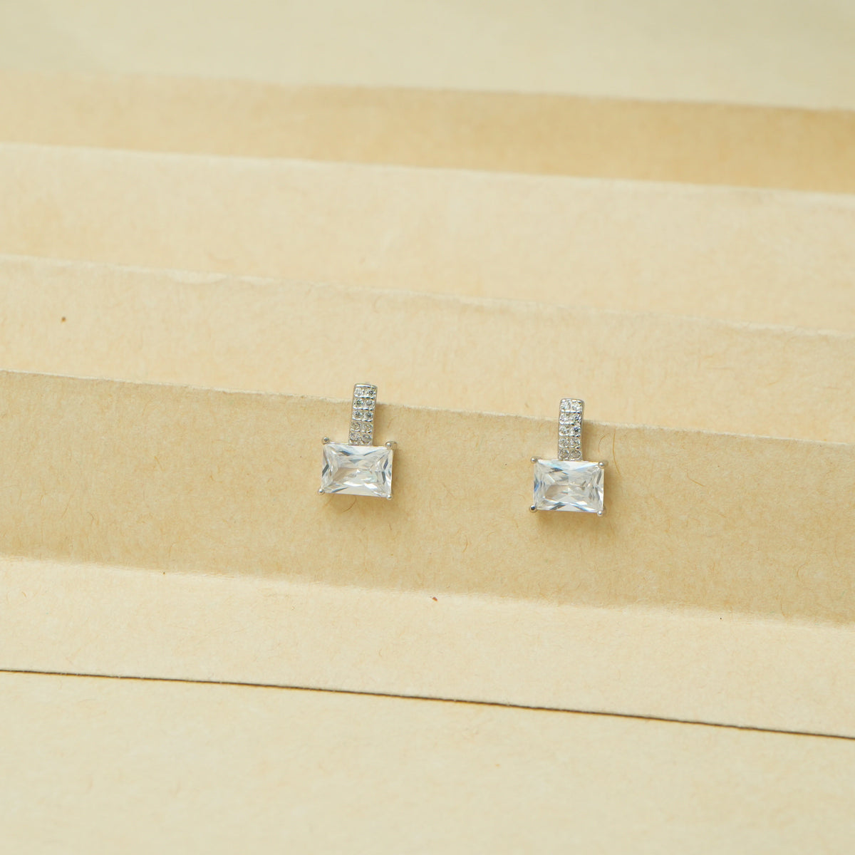 925 Silver Rectangular Radiance Earrings - 925 sterling silver earrings by Tassya Silver