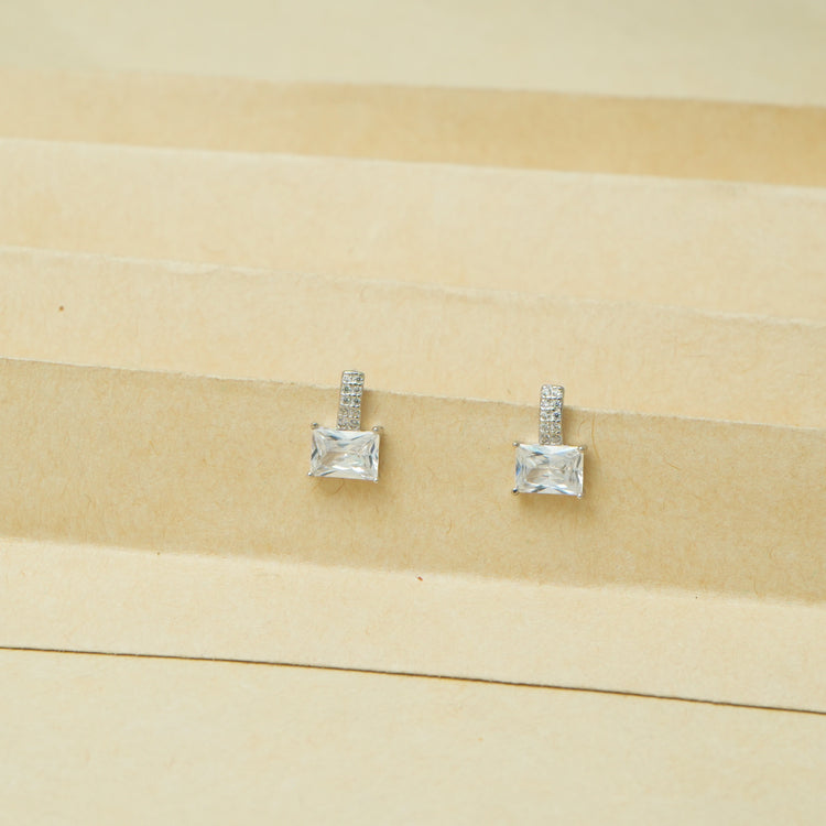 925 Silver Rectangular Radiance Earrings - 925 sterling silver earrings by Tassya Silver