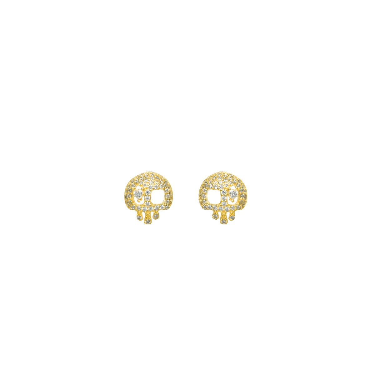 925 Silver Drip Luxe Skull Studs - 925 sterling silver earrings by Tassya Silver